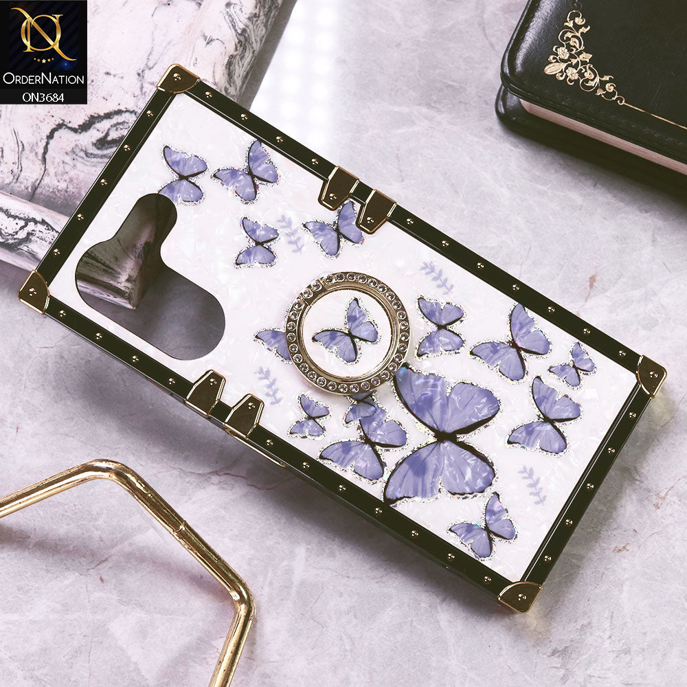 Tecno Camon 20 Pro Cover - Design5 - Trendy Holographic Design Golden Square Case with Matching Bling Ring Holder