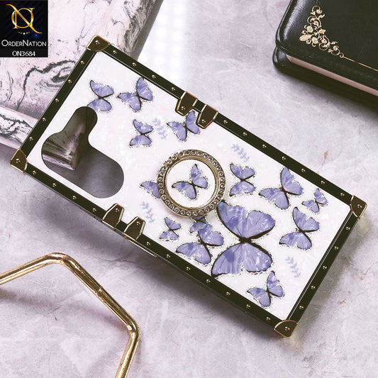 Tecno Camon 20 Pro Cover - Design5 - Trendy Holographic Design Golden Square Case with Matching Bling Ring Holder