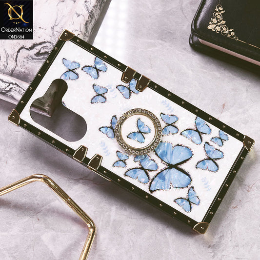 Tecno Camon 20 Pro Cover - Design6 - Trendy Holographic Design Golden Square Case with Matching Bling Ring Holder