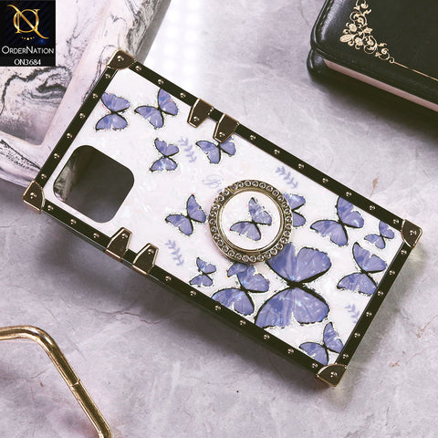 iPhone 12 Pro Max Cover - Design5 - Trendy Holographic Design Golden Square Case with Matching Bling Ring Holder
