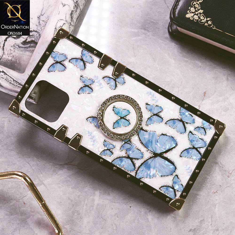 iPhone 16 Pro Max Cover - Design6 - Trendy Holographic Design Golden Square Case with Matching Bling Ring Holder