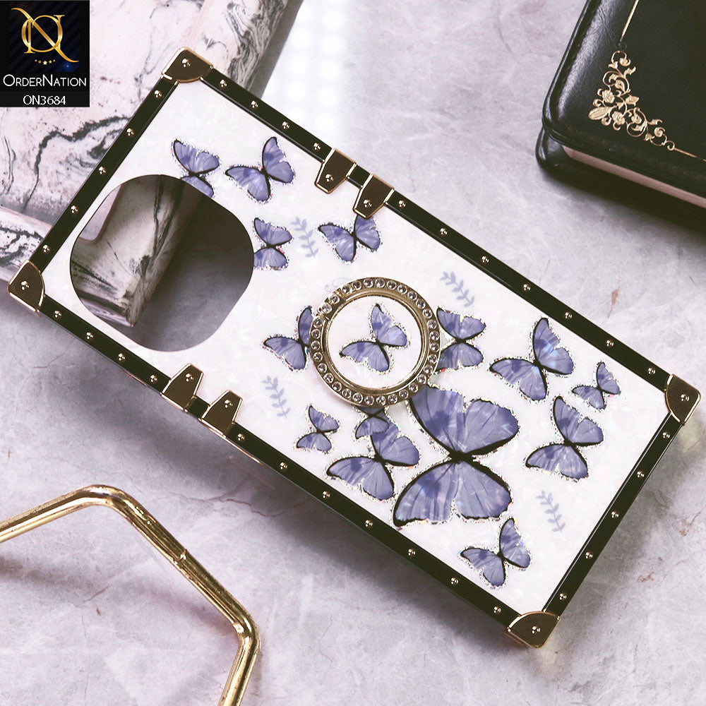 Tecno Pop 9 Cover - Design5 - Trendy Holographic Design Golden Square Case with Matching Bling Ring Holder
