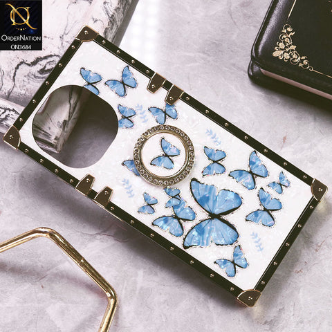 Tecno Pop 9 Cover - Design6 - Trendy Holographic Design Golden Square Case with Matching Bling Ring Holder