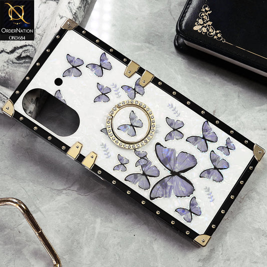 Xiaomi Poco C65 Cover - Design5 - Trendy Holographic Design Golden Square Case with Matching Bling Ring Holder