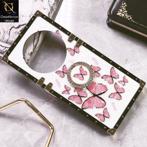 Xiaomi Redmi 14C Cover - Design1 - Trendy Holographic Design Golden Square Case with Matching Bling Ring Holder