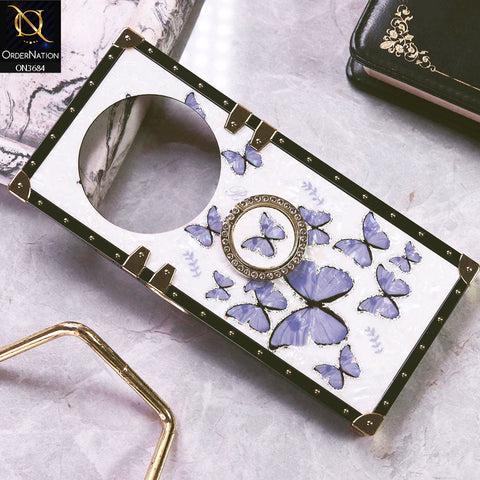 Xiaomi Redmi A4 Cover - Design5 - Trendy Holographic Design Golden Square Case with Matching Bling Ring Holder