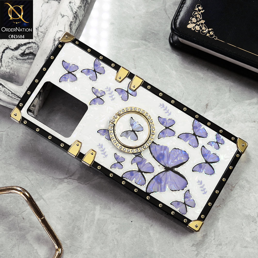 Oppo Reno 7 4G Cover - Design5 - Trendy Holographic Design Golden Square Case with Matching Bling Ring Holder