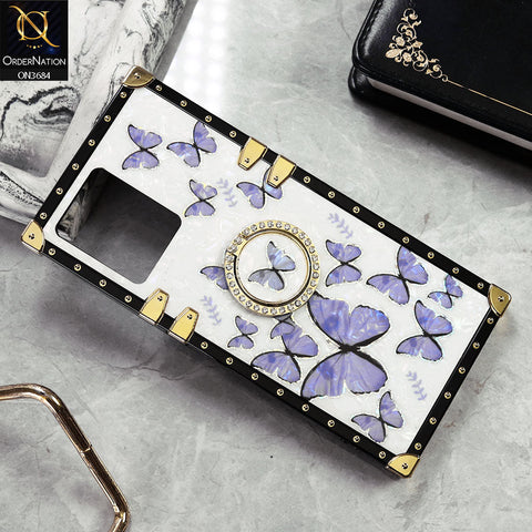 Oppo Reno 7 4G Cover - Design5 - Trendy Holographic Design Golden Square Case with Matching Bling Ring Holder