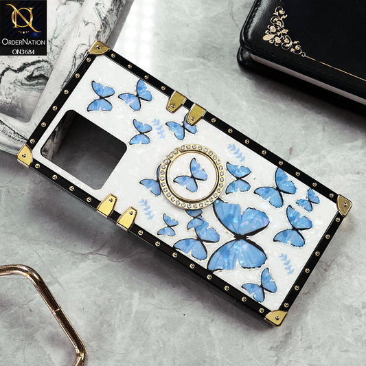 Oppo Reno 7 4G Cover - Design6 - Trendy Holographic Design Golden Square Case with Matching Bling Ring Holder