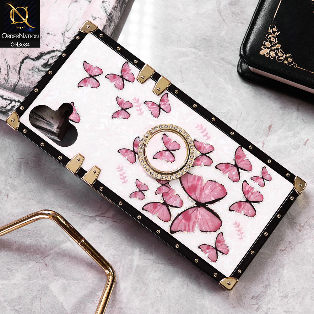 Samsung Galaxy A06 Cover - Design1 - Trendy Holographic Design Golden Square Case with Matching Bling Ring Holder