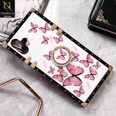 Samsung Galaxy A06 Cover - Design1 - Trendy Holographic Design Golden Square Case with Matching Bling Ring Holder