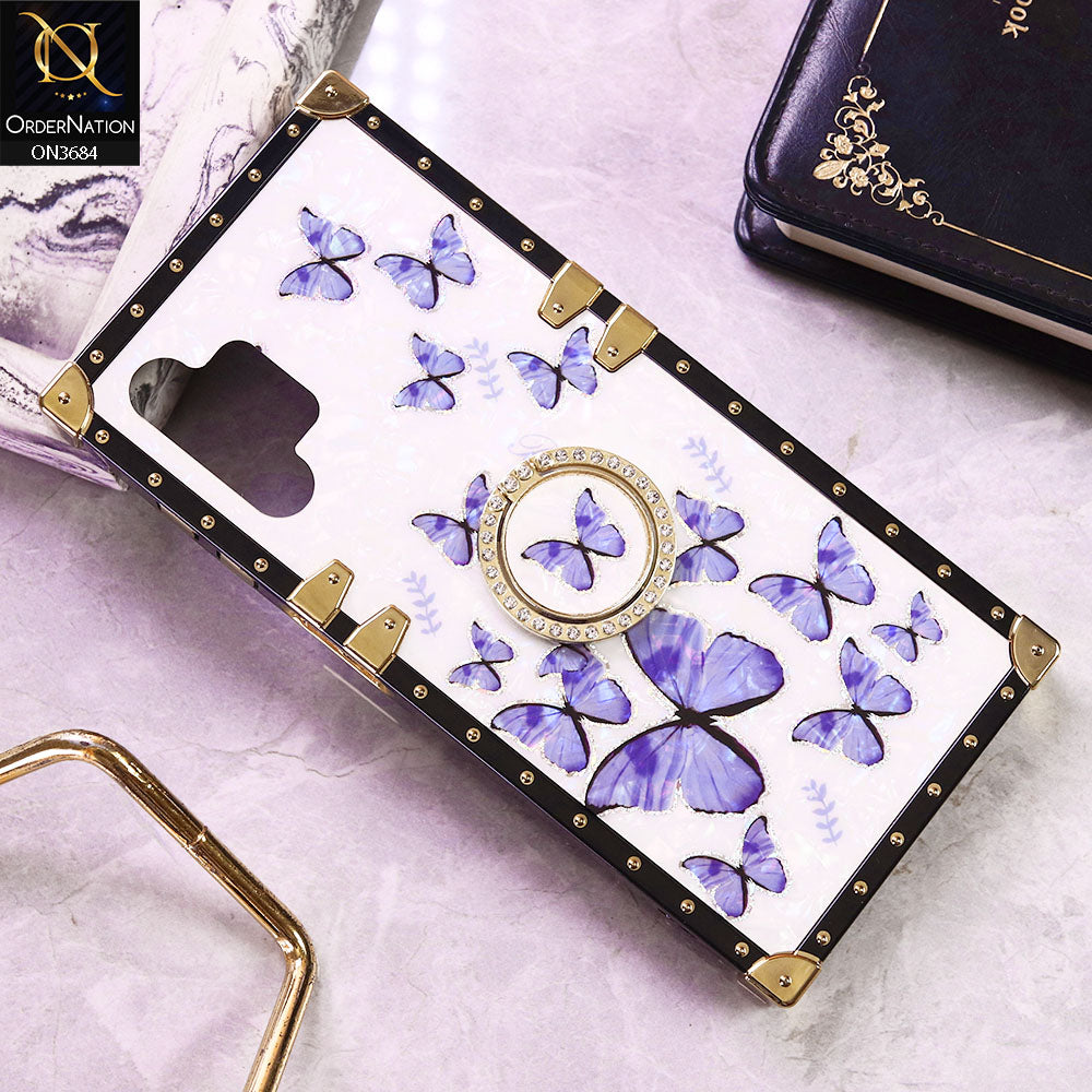 Samsung Galaxy A13 Cover - Design5 - Trendy Holographic Design Golden Square Case with Matching Bling Ring Holder