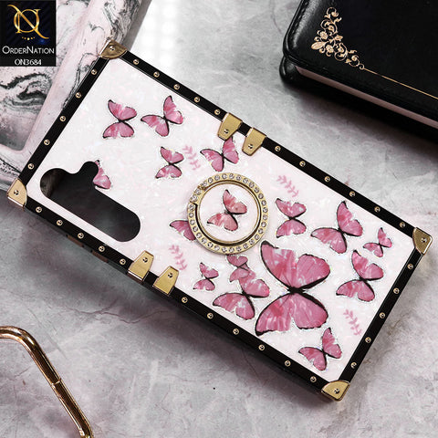 Samsung Galaxy A15 4G Cover - Design1 - Trendy Holographic Design Golden Square Case with Matching Bling Ring Holder