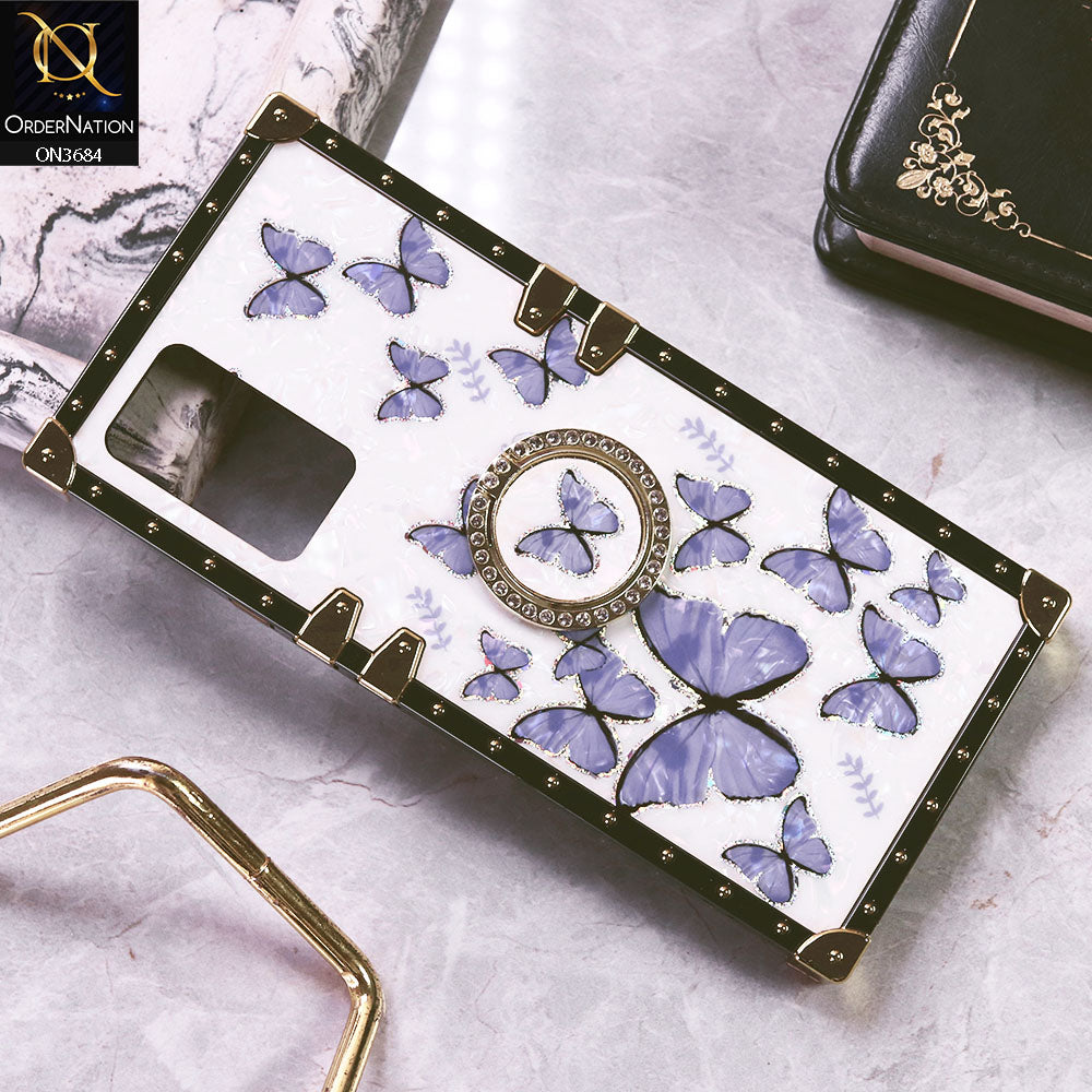 Vivo V21e Cover - Design5 - Trendy Holographic Design Golden Square Case with Matching Bling Ring Holder