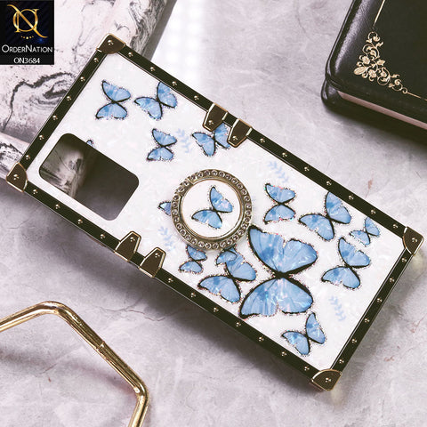 Vivo Y73 Cover - Design6 - Trendy Holographic Design Golden Square Case with Matching Bling Ring Holder