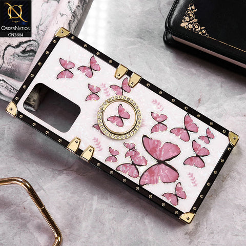 Vivo Y32 Cover - Design1 - Trendy Holographic Design Golden Square Case with Matching Bling Ring Holder