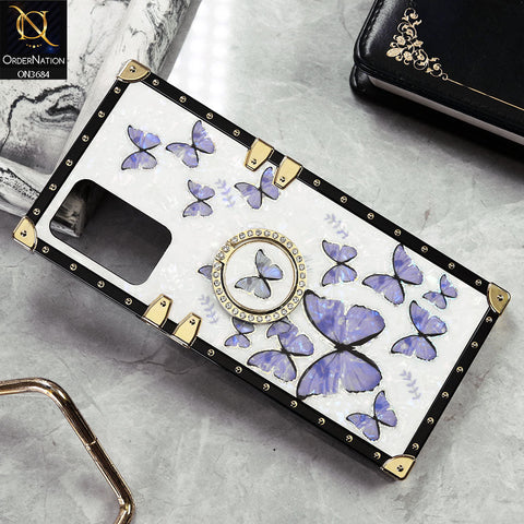 Vivo Y32 Cover - Design5 - Trendy Holographic Design Golden Square Case with Matching Bling Ring Holder