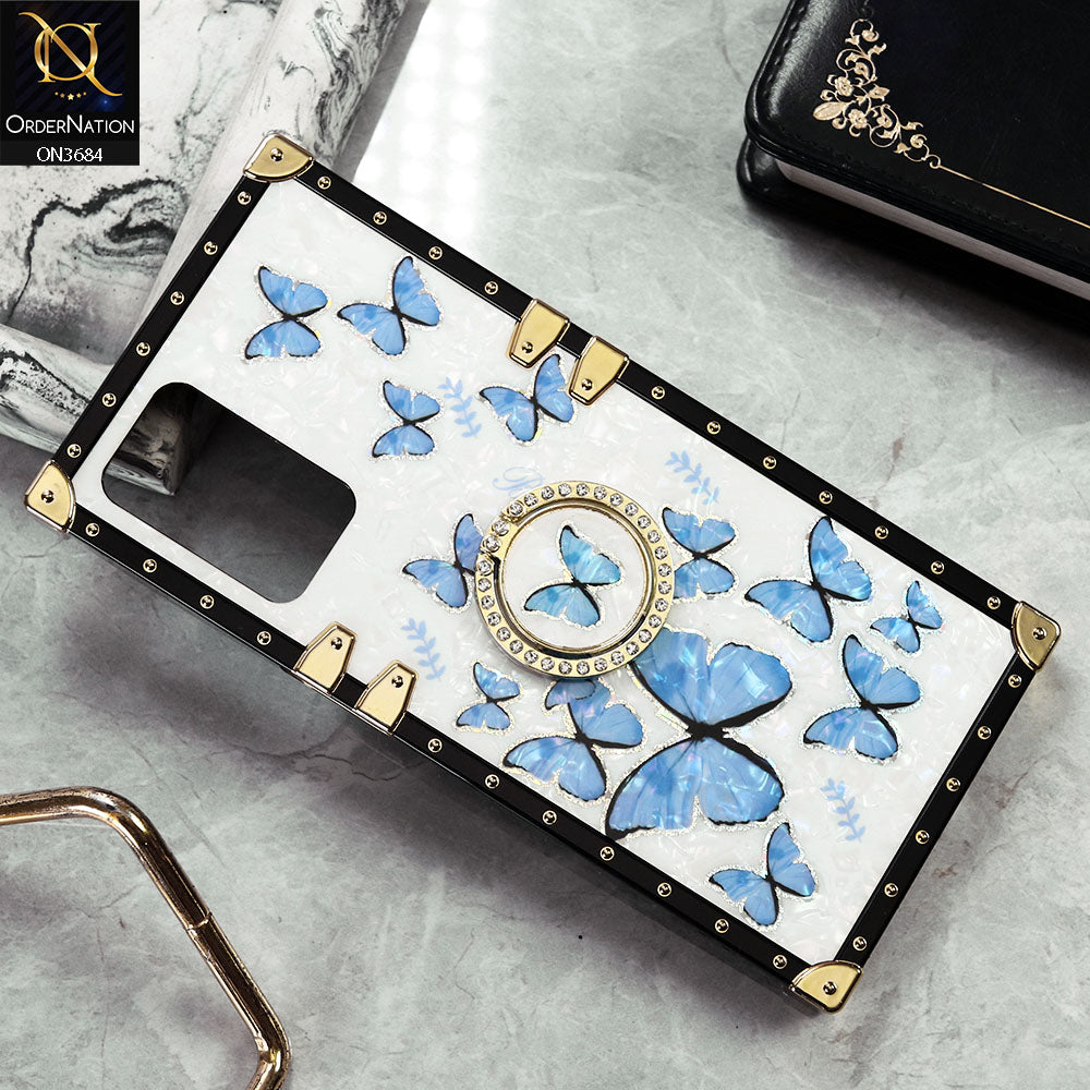 Vivo Y21s Cover - Design6 - Trendy Holographic Design Golden Square Case with Matching Bling Ring Holder