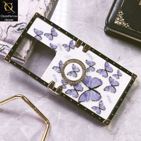Vivo Y27s Cover - Design5 - Trendy Holographic Design Golden Square Case with Matching Bling Ring Holder