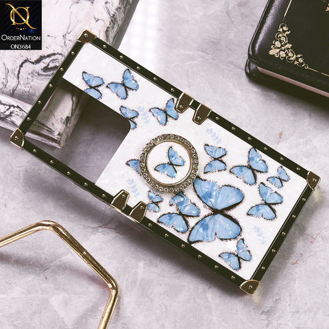 Vivo Y36 5G Cover - Design6 - Trendy Holographic Design Golden Square Case with Matching Bling Ring Holder