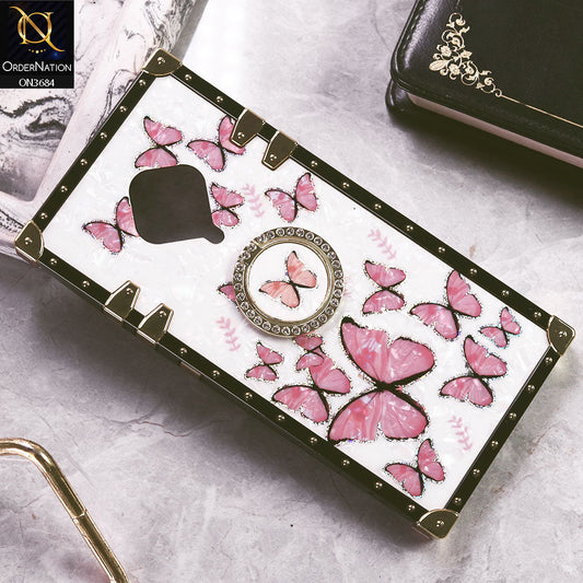 Vivo Y51 (2020 September) Cover - Design1 - Trendy Holographic Design Golden Square Case with Matching Bling Ring Holder