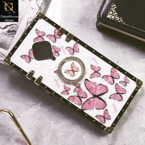 Vivo Y51 (2020 September) Cover - Design1 - Trendy Holographic Design Golden Square Case with Matching Bling Ring Holder
