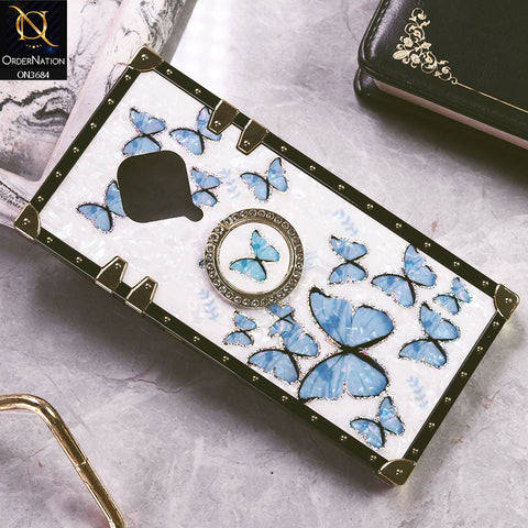 Vivo Y51 (2020 September) Cover - Design6 - Trendy Holographic Design Golden Square Case with Matching Bling Ring Holder