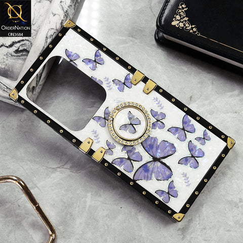 Infinix Zero 30 4G Cover - Design5 - Trendy Holographic Design Golden Square Case with Matching Bling Ring Holder