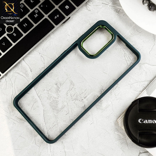 Samsung Galaxy A13 Cover - Green - New Electroplating Camera Ring Colored Soft Silicon Borders Protective Clear Back Case