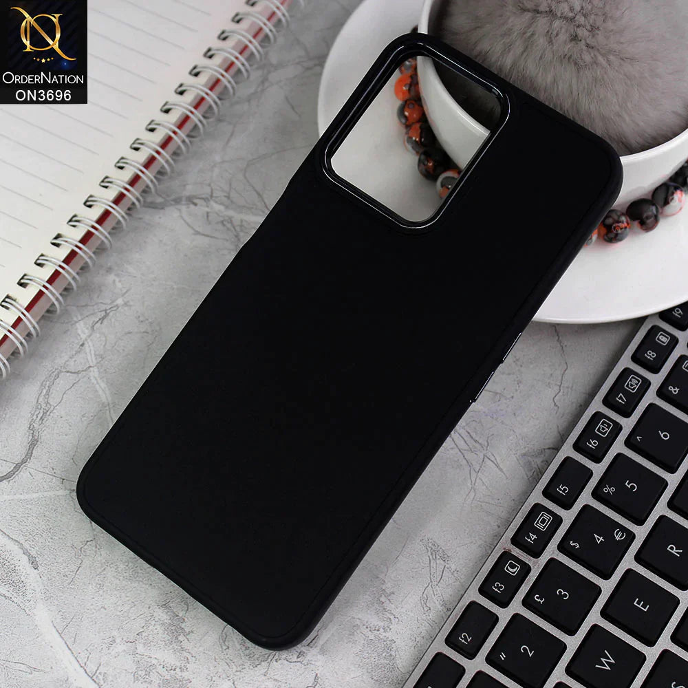 Realme Narzo 50A Prime Cover - Black - New Electroplating Camera Ring Colored Soft Silicon Borders Protective Back Case