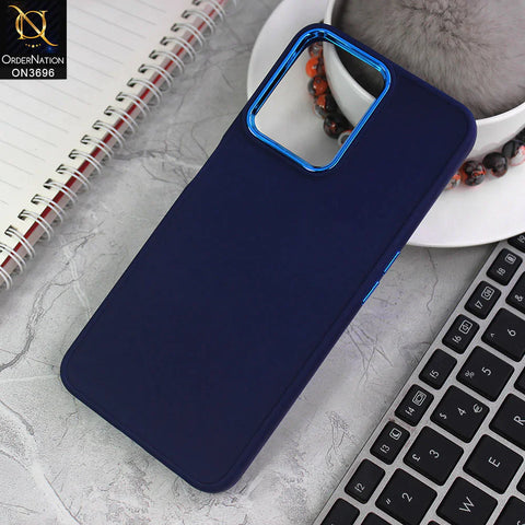 Realme Narzo 50A Prime Cover - Blue - New Electroplating Camera Ring Colored Soft Silicon Borders Protective Back Case