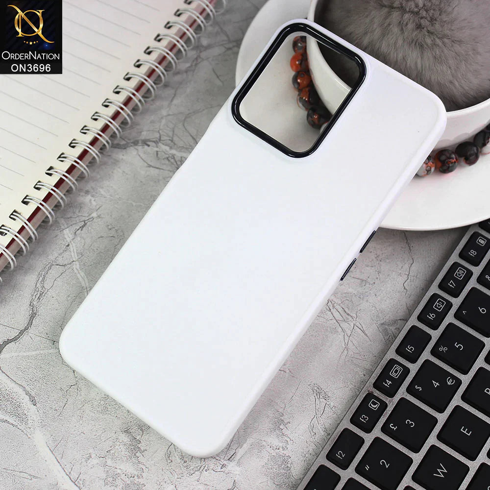 Realme Narzo 50A Prime Cover - White - New Electroplating Camera Ring Colored Soft Silicon Borders Protective Back Case