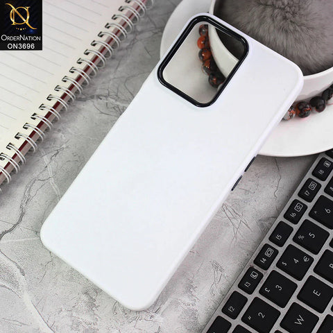 Realme Narzo 50A Prime Cover - White - New Electroplating Camera Ring Colored Soft Silicon Borders Protective Back Case