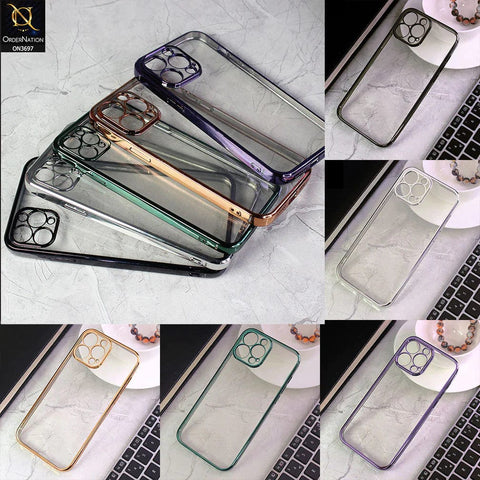 iPhone 14 Pro Cover - Silver - Luxury Look Colour Borders Semi -Transparent Soft Silicone Case With Camera Protection