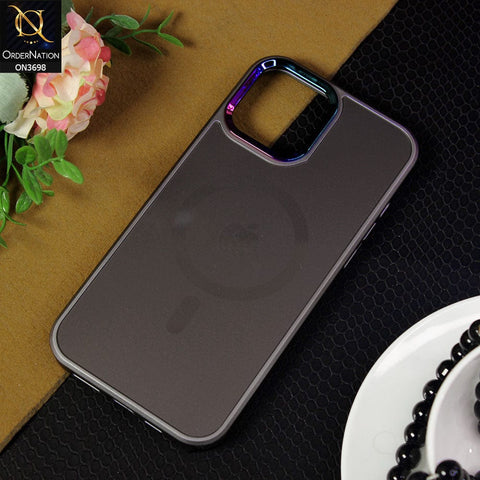 iPhone 12 Pro Cover - Graphite Black - New AG-MagSafe Case With Gradient Shaded camera Ring Soft Borders Protective case (MagSafe Notification Enabled)