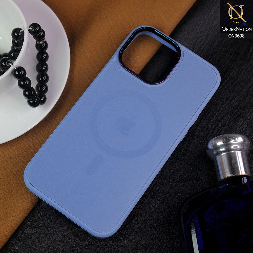 iPhone 13 Pro Cover - Sierra  Blue  - New AG-MagSafe Case With Gradient Shaded camera Ring Soft Borders Protective case (MagSafe Notification Enabled)