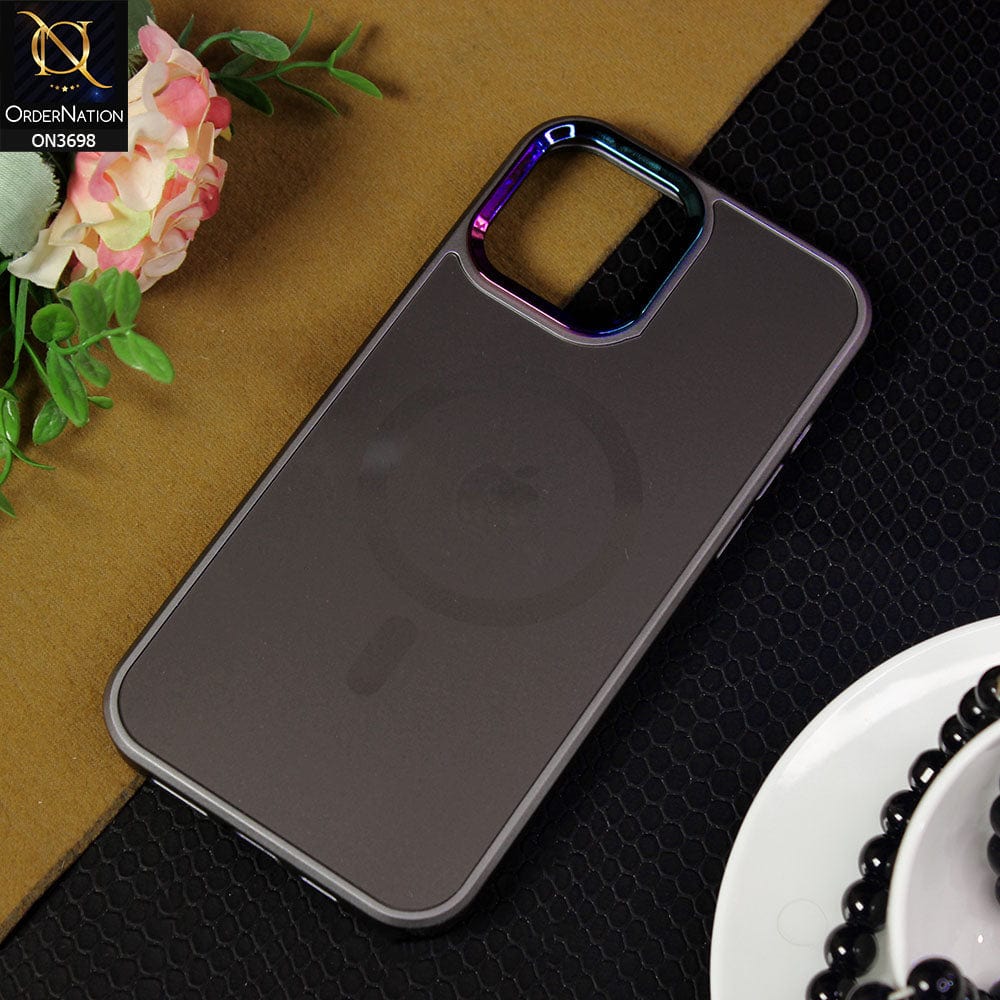 iPhone 13 Pro Max Cover - Graphite Black - New AG-MagSafe Case With Gradient Shaded camera Ring Soft Borders Protective case (MagSafe Notification Enabled)