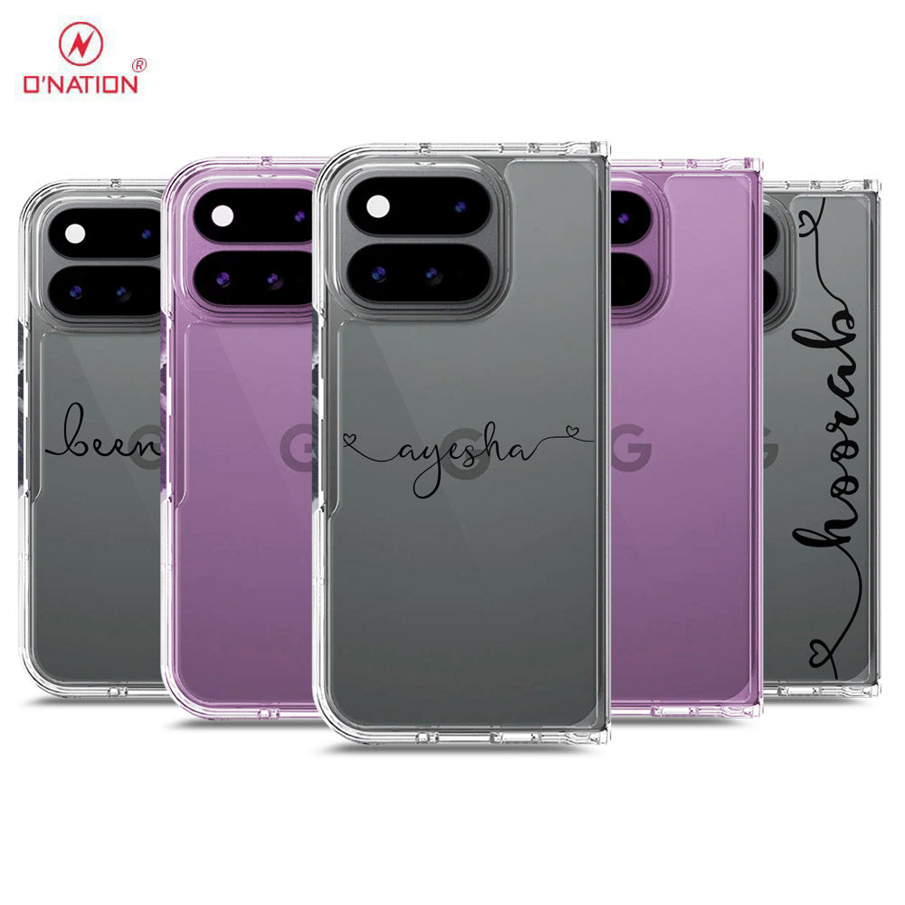 Google Pixel 11 Pro Fold Cover - Personalised Name Series - 8 Designs - Clear Phone Case - Soft Silicon Borders
