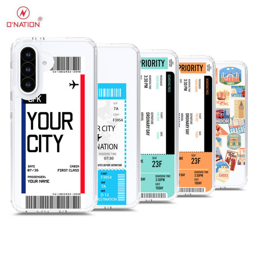 Samsung Galaxy A26 Cover - Personalised Boarding Pass Ticket Series - 5 Designs - Clear Phone Case - Soft Silicon Borders