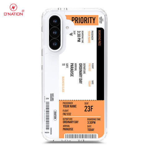 Samsung Galaxy A36 Cover - Personalised Boarding Pass Ticket Series - 5 Designs - Clear Phone Case - Soft Silicon Borders