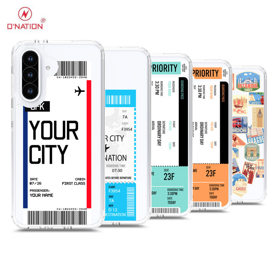 Samsung Galaxy A36 Cover - Personalised Boarding Pass Ticket Series - 5 Designs - Clear Phone Case - Soft Silicon Borders
