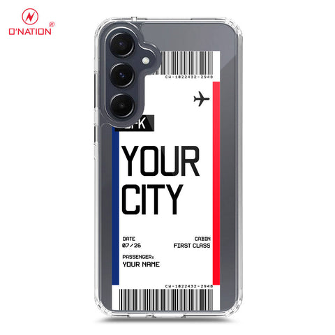 Samsung Galaxy A55 Cover - Personalised Boarding Pass Ticket Series - 5 Designs - Clear Phone Case - Soft Silicon Borders