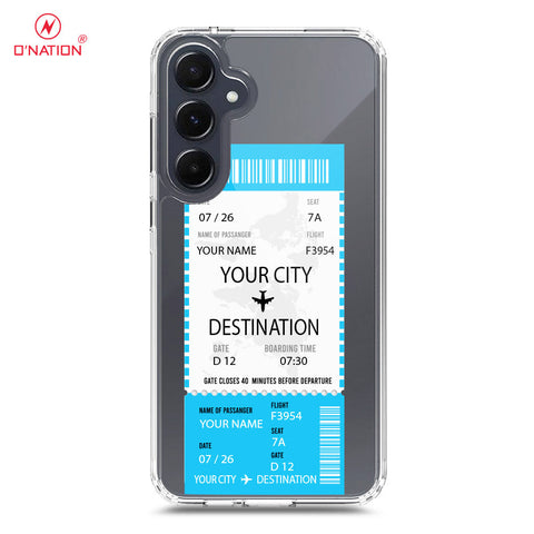 Samsung Galaxy A55 Cover - Personalised Boarding Pass Ticket Series - 5 Designs - Clear Phone Case - Soft Silicon Borders