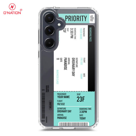 Samsung Galaxy A55 Cover - Personalised Boarding Pass Ticket Series - 5 Designs - Clear Phone Case - Soft Silicon Borders