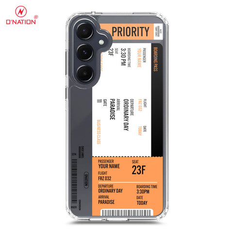 Samsung Galaxy A55 Cover - Personalised Boarding Pass Ticket Series - 5 Designs - Clear Phone Case - Soft Silicon Borders