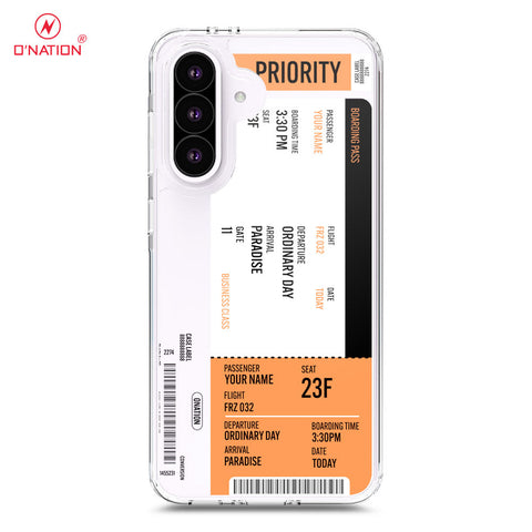 Samsung Galaxy A56 Cover - Personalised Boarding Pass Ticket Series - 5 Designs - Clear Phone Case - Soft Silicon Borders
