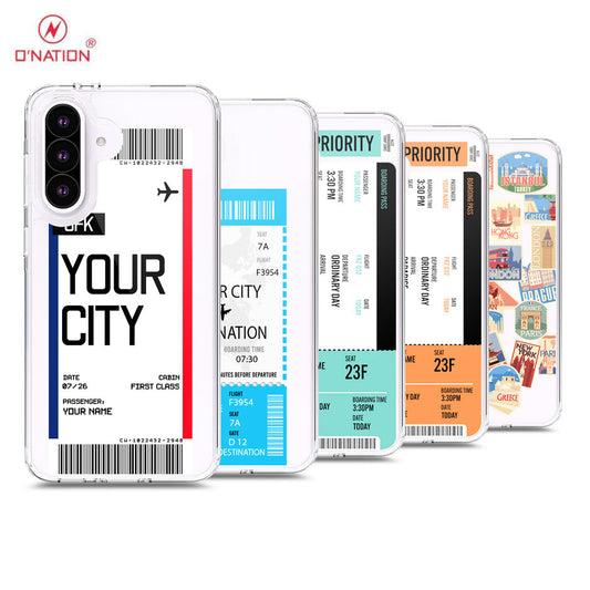 Samsung Galaxy A56 Cover - Personalised Boarding Pass Ticket Series - 5 Designs - Clear Phone Case - Soft Silicon Borders