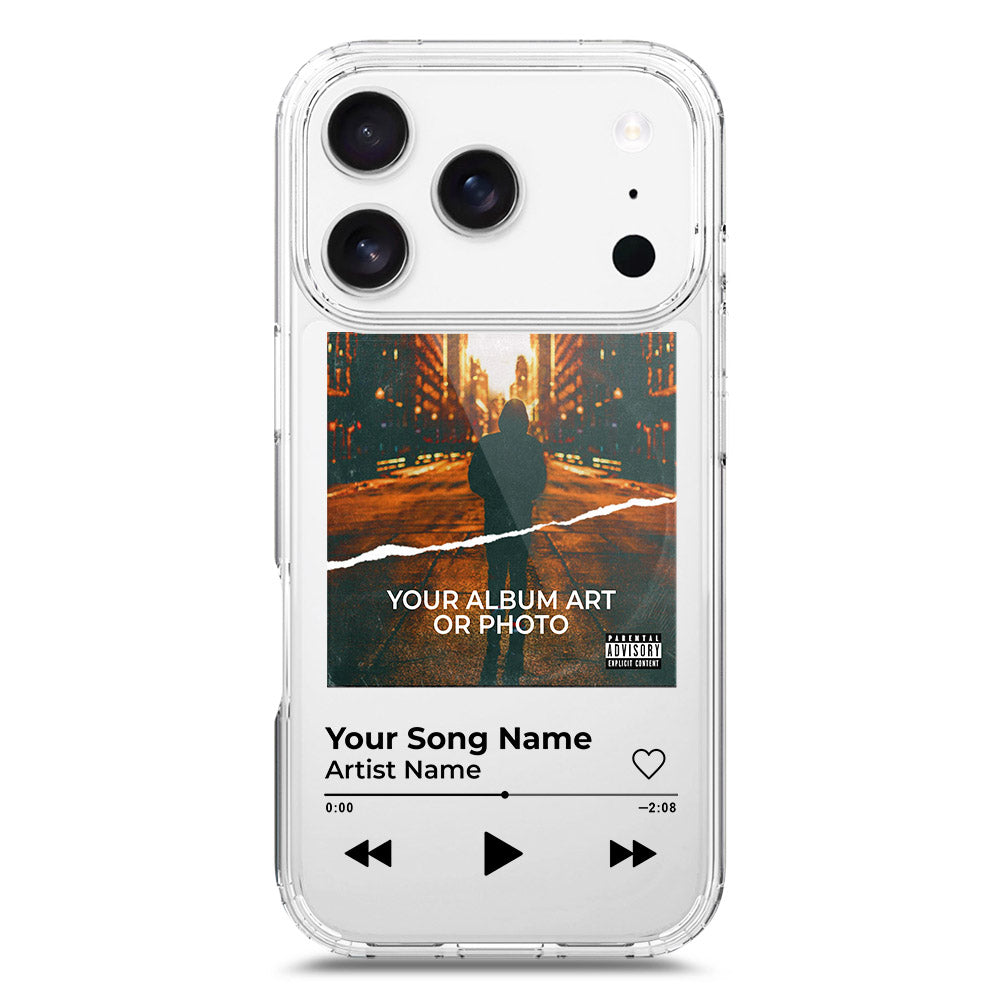 iPhone 17 Pro Cover - Personalised Album Art Series - Clear Phone Case - Soft Silicon Borders