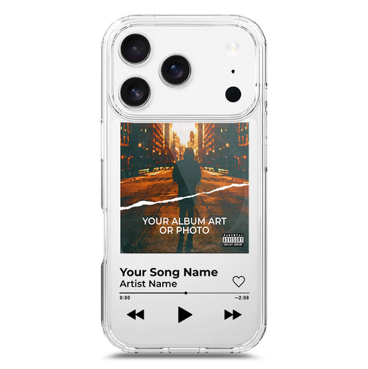 iPhone 17 Pro Cover - Personalised Album Art Series - Clear Phone Case - Soft Silicon Borders