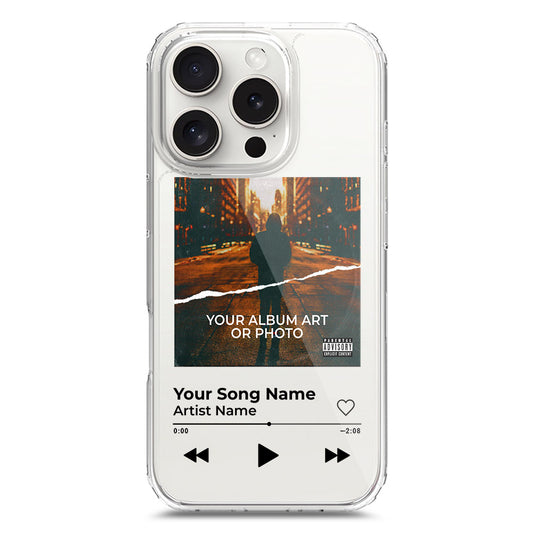 iPhone 16 Pro Cover - Personalised Album Art Series - Clear Phone Case - Soft Silicon Borders